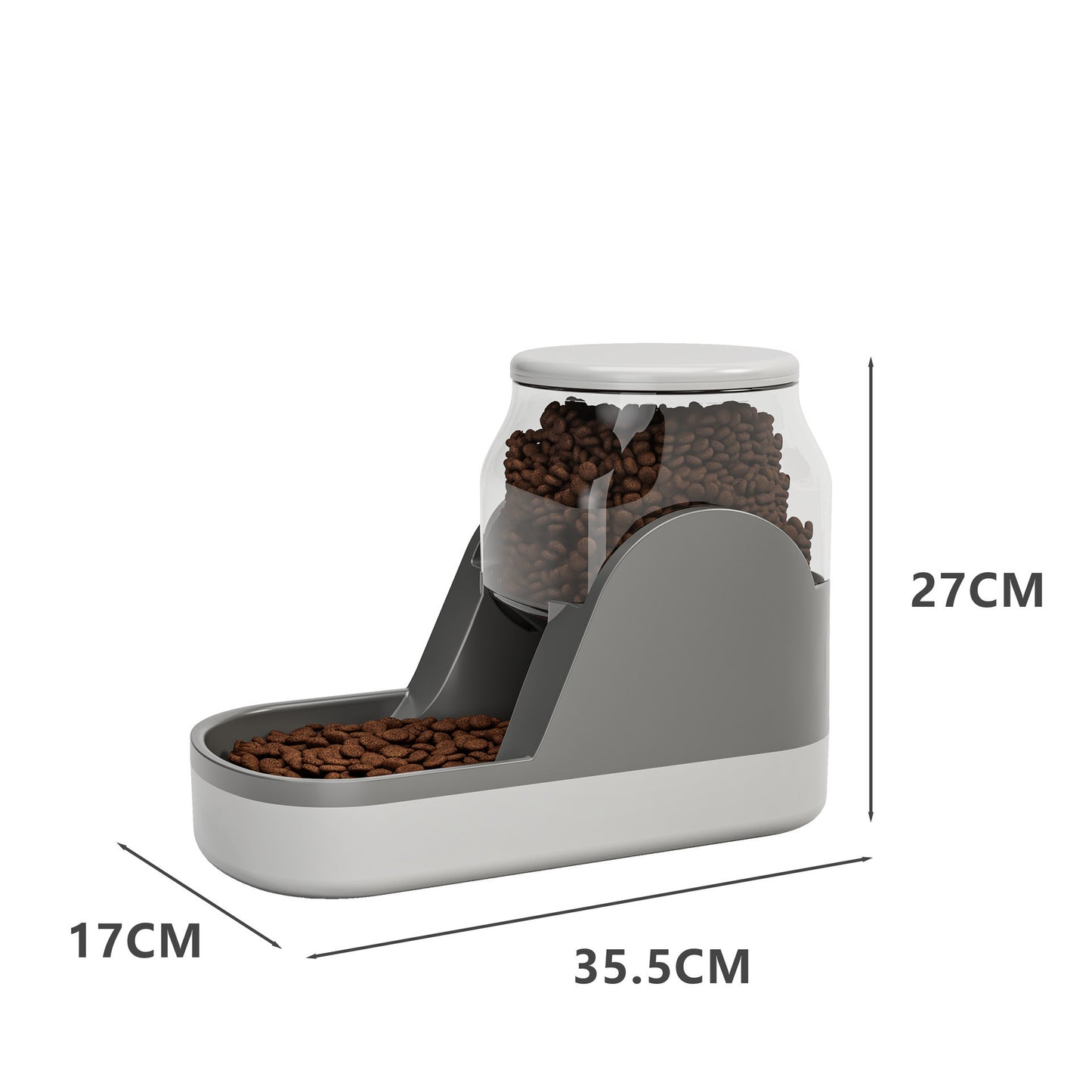 Food Water Food Dispenser For Cat & Dog Grey