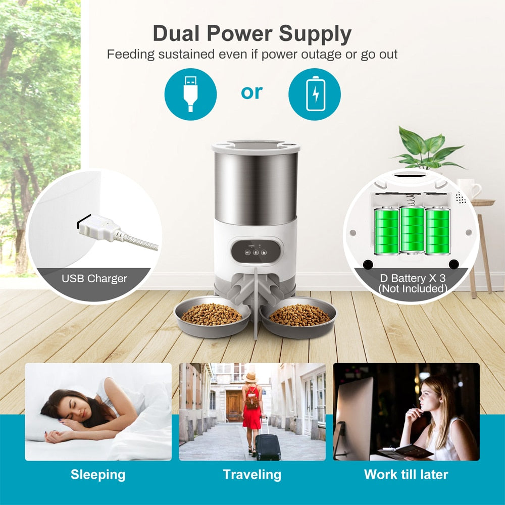 Tuya Smart Food Distributeur automatique d'alimentation à distance APP Pet Feeder pour chats et chiens