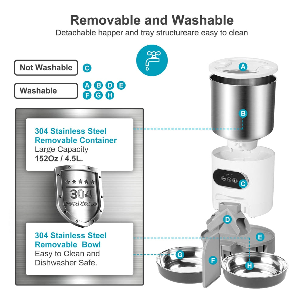 Tuya Smart Food Distributeur automatique d'alimentation à distance APP Pet Feeder pour chats et chiens