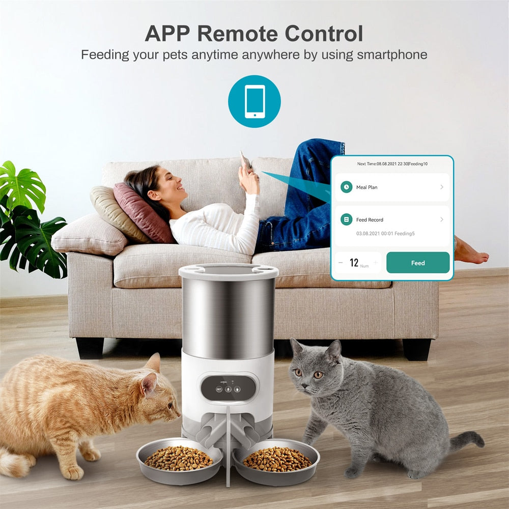 Tuya Smart Food Distributeur automatique d'alimentation à distance APP Pet Feeder pour chats et chiens