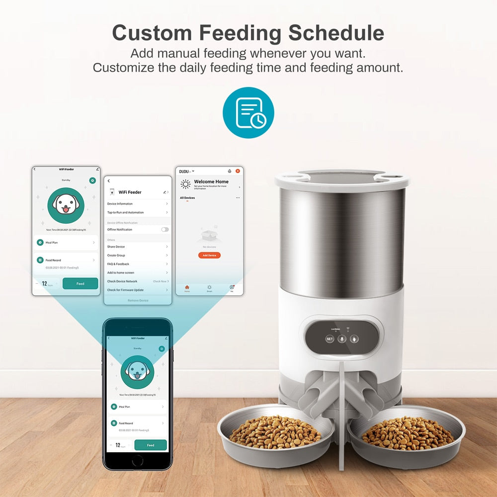 Tuya Smart Food Distributeur automatique d'alimentation à distance APP Pet Feeder pour chats et chiens