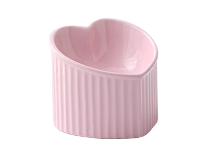 Pink Pet Ceramic Bowl With Inclined Mouth Practical