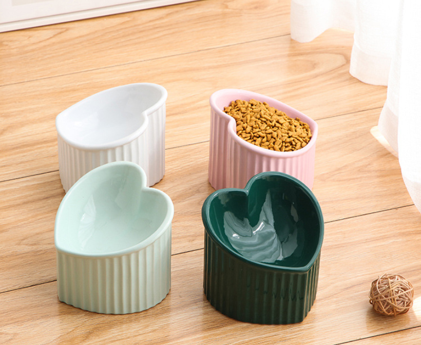 Kit 2 Pet Ceramic Bowl With Inclined Mouth Practical