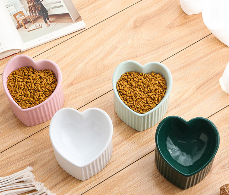 kit 3 Pet Ceramic Bowl With Inclined Mouth Practical